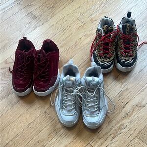 Fila Red and Silver Sneakers Athletic Style